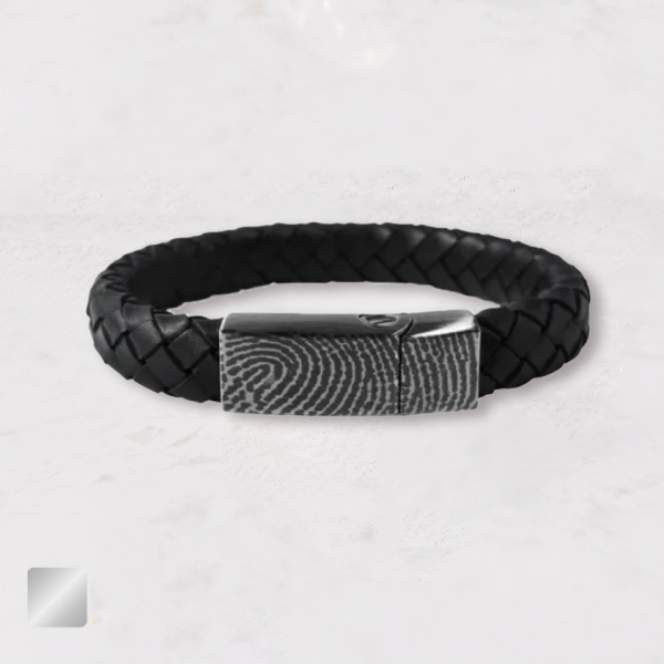 Zwarte leren armband met RVS sluiting | 14-207