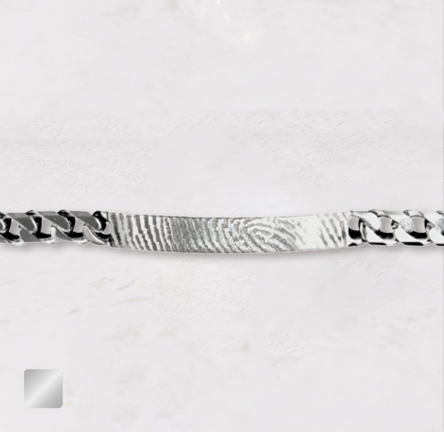 armband-heren Zilveren schakelarmband met vingerafdruk | 16-203 - Afbeelding 1