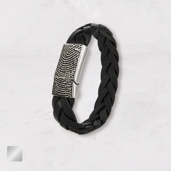 Zwart leren armband met zilveren sluiting | 14-208