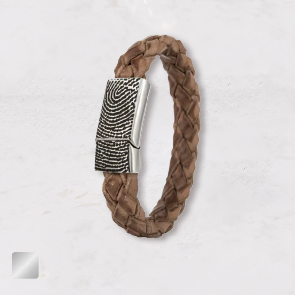 Licht bruine leren armband met zilveren sluiting | 14-211