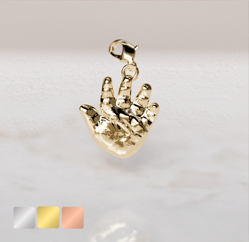 bedel-hand-karabijn-goud-voor-kleur Bedel handje platte achterzijde | 14-600 - Afbeelding 1