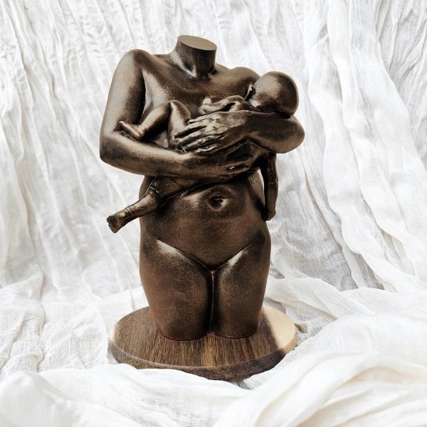 Brons Moeder en kind beeld zonder kleding | 14-110