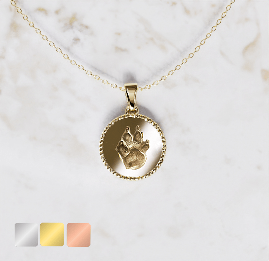 collier-rond-handje-goud-deco-kleur-1 Ketting bedel rond met deco huisdier | 13-404 - Afbeelding 1