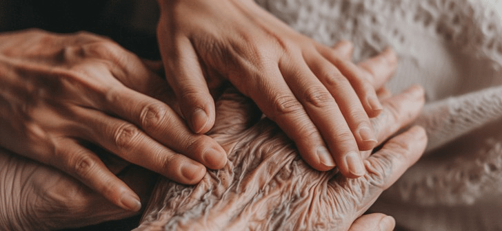 Liefdevol herinnerde handen die elkaar vasthouden