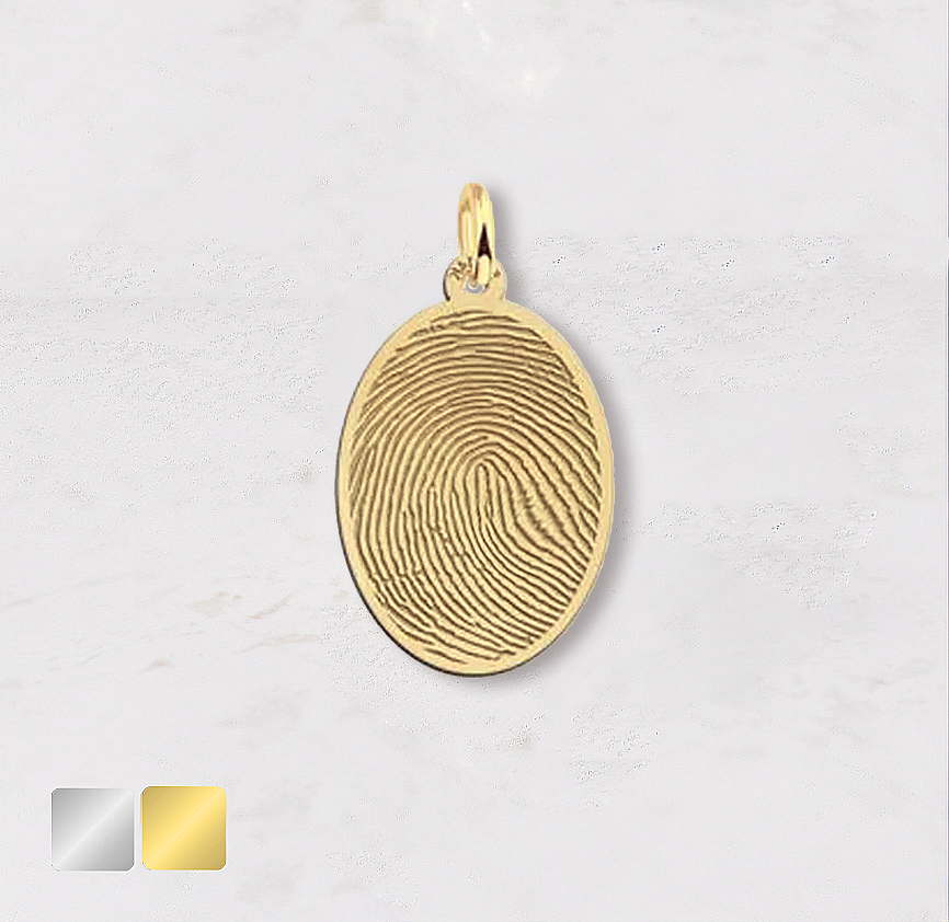 hanger-ovaal-goud Ovale hanger plat met vingerafdruk | 16-409 - Afbeelding 1