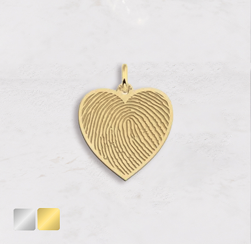 hartje-effe-goud Hartje plat met vingerafdruk hanger | 16-403 - Afbeelding 1