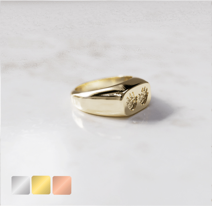 kleuren-goud-zilver-rose-zijkant-kleur Zegelring wijd rechthoek | 14-302 - Afbeelding 1