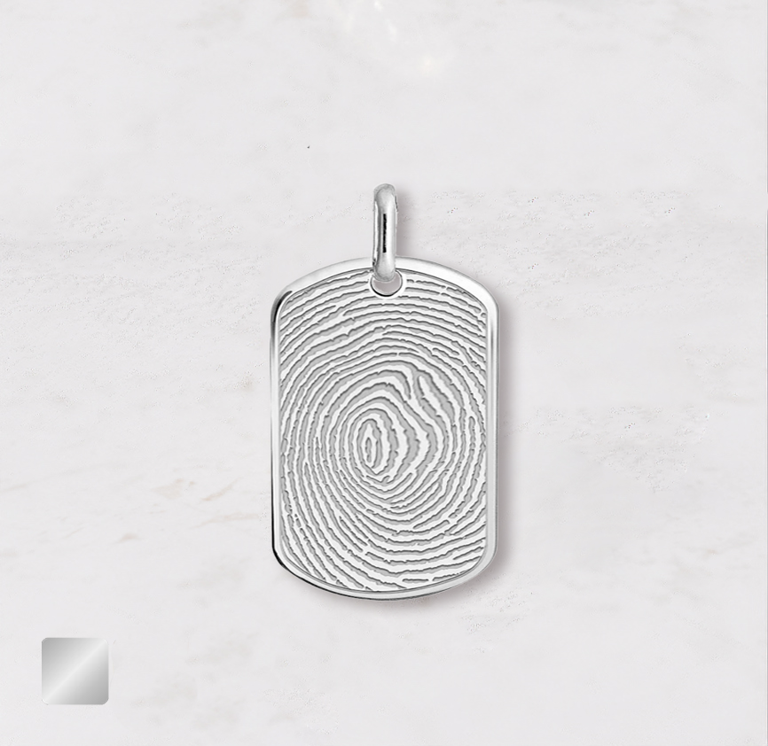 leger-tag-zilver Tag vingerafdruk hanger | 16-416 - Afbeelding 1