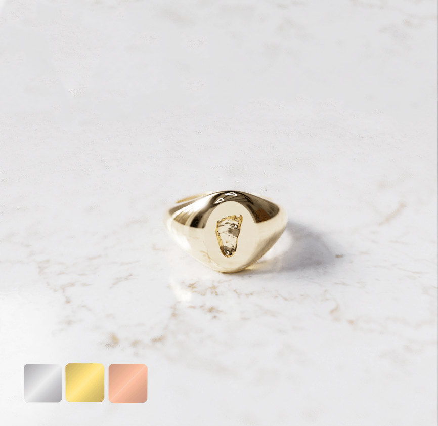render-ring-50-gold-voor-kleur Ovale zegelring huisdier | 13-303 - Afbeelding 1
