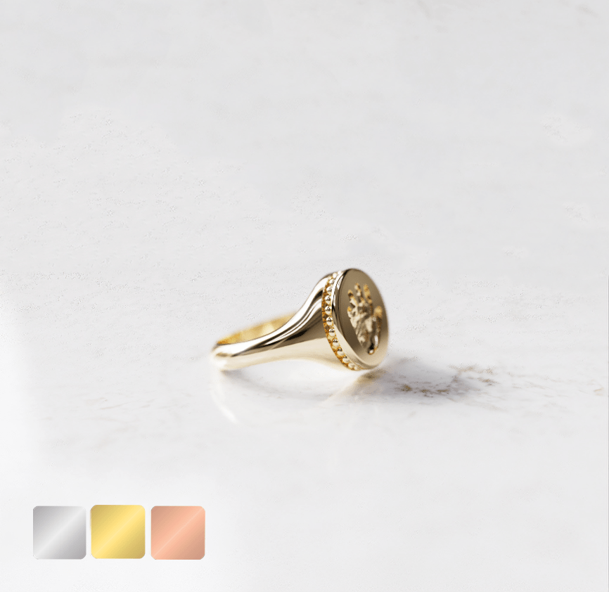 render-ring-51-groot-met-omlijsting-goud-zij-kleur Ring met decoratierand | 14-316 - Afbeelding 1