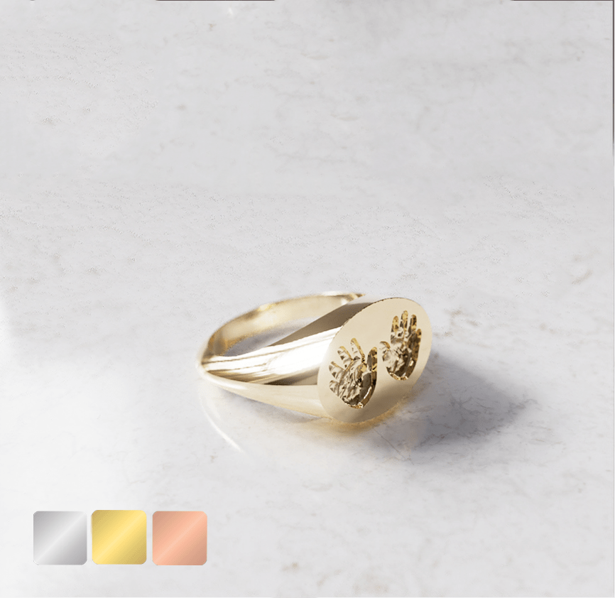 ring-31-gold-zij-kleur Zegelring wijd | 14-303 - Afbeelding 1