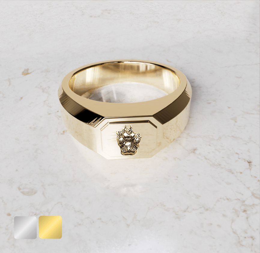 ring-afgehoekt-handje-er-in-goud-voor-klleur-goud Facetring huisdier Heren | 13-301 - Afbeelding 1