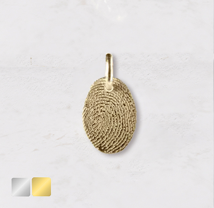 vingerafdruk-ovaal-goud Ovale hanger plat met vingerafdruk 1mm | 16-401 - Afbeelding 1
