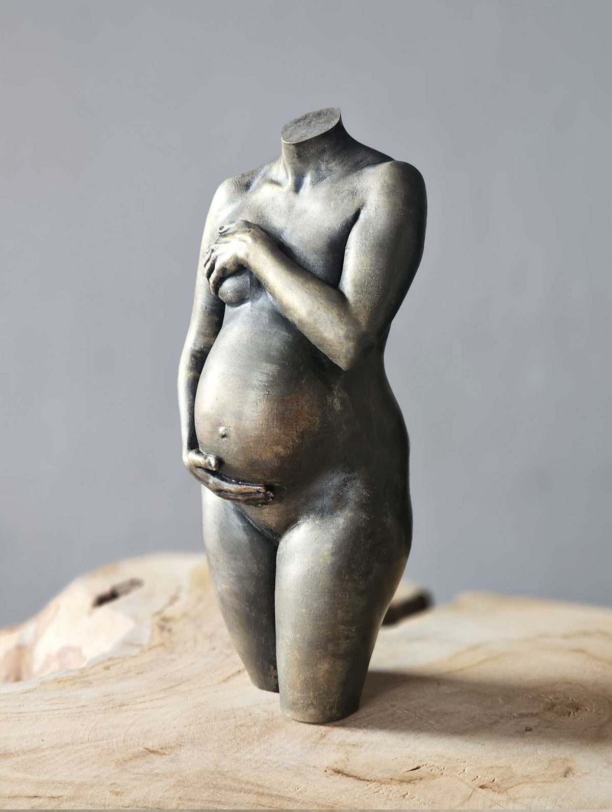 Zwangerschapsbeeldje goudgrijs-groen | 17-104 - Afbeelding 3