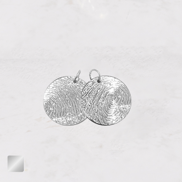 vingerafdruk in rond bedel zilver