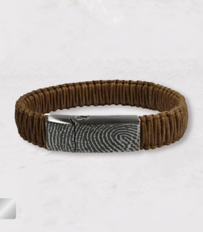 lederen armband met vingerafdruk