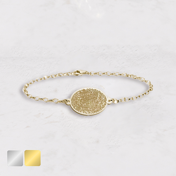 vingerafdruk armband ovaal goud