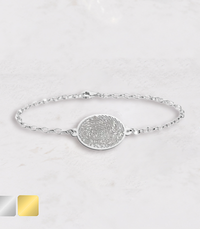 vingerafdruk armband ovaal zilver