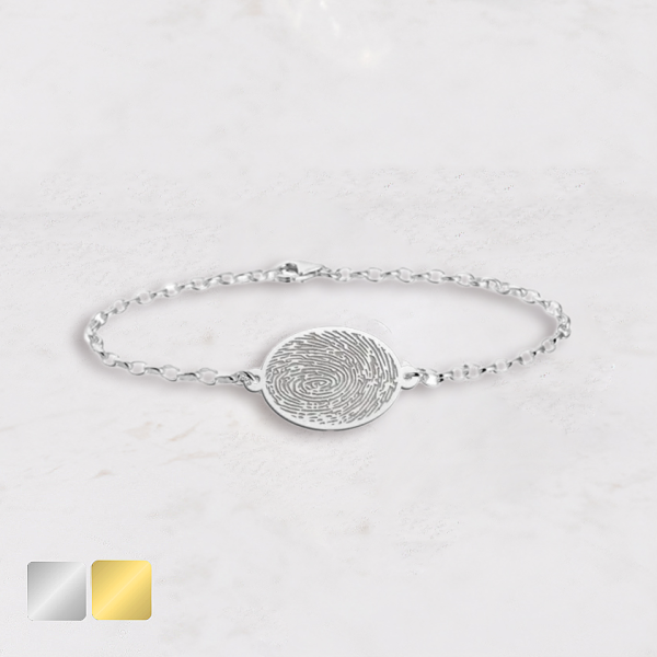 vingerafdruk armband ovaal zilver