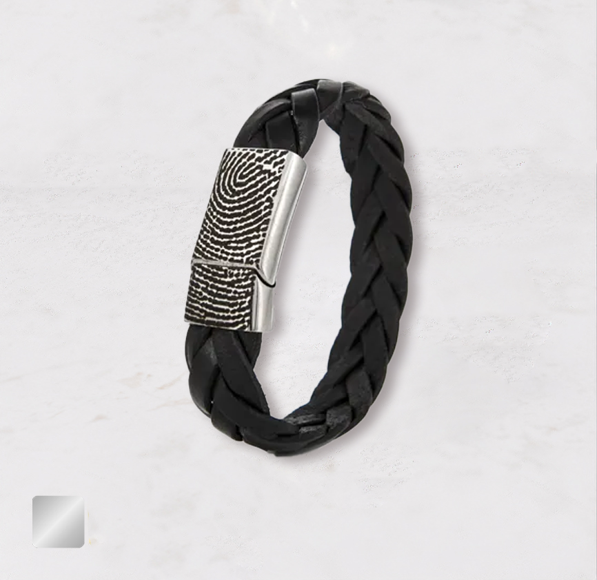 armband-zilver.png lederen armband met vingerafdruk