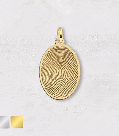 vingerafdruk in ovale bedel goud