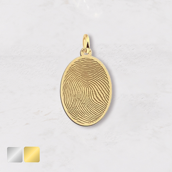 vingerafdruk in ovale bedel goud