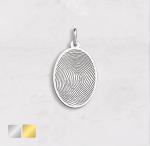 vingerafdruk in ovale bedel zilver
