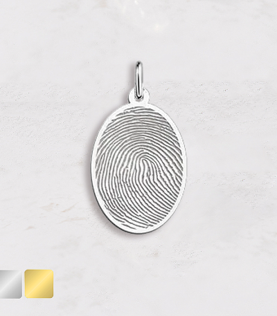 vingerafdruk in ovale bedel zilver