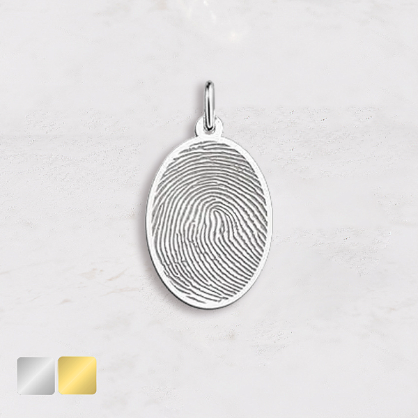 vingerafdruk in ovale bedel zilver