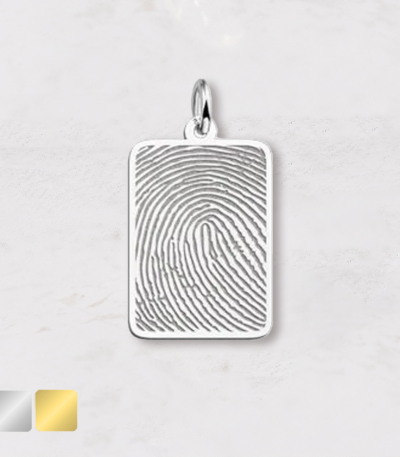 rechthoek met vingerafdruk bedel zilver