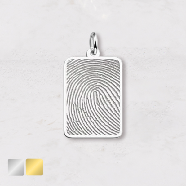 rechthoek met vingerafdruk bedel zilver