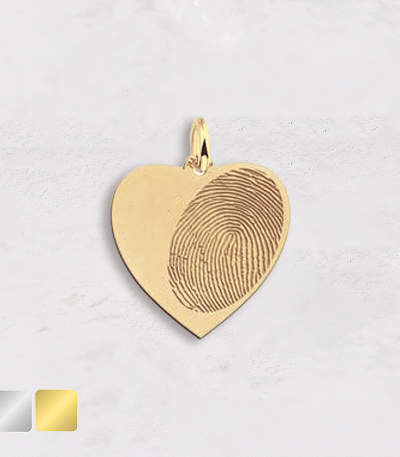 hartje met vingerafdruk hanger goud