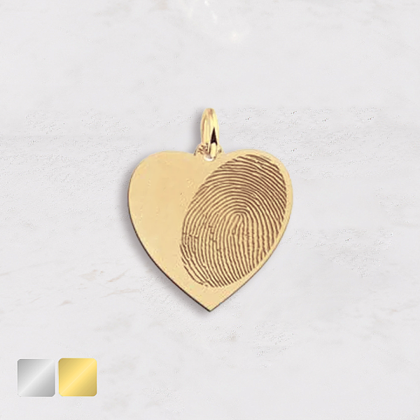 hartje met vingerafdruk hanger goud