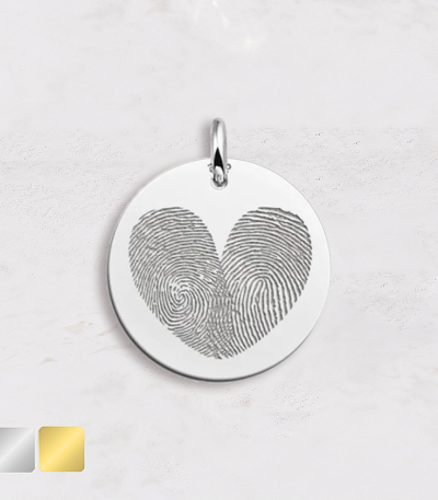 vingerafdruk in de vorm van een hartje zilver