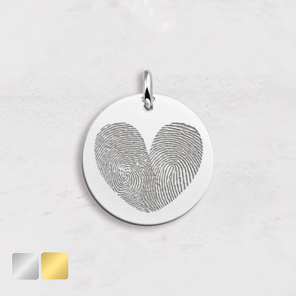 vingerafdruk in de vorm van een hartje zilver