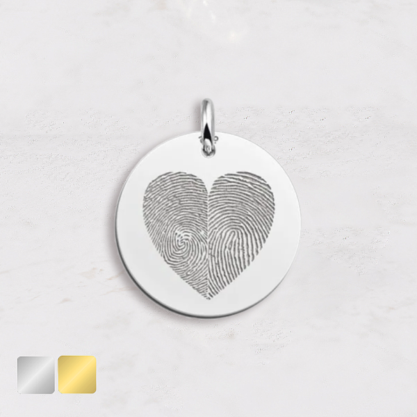 vingerafdruk in de vorm van een hartje zilver