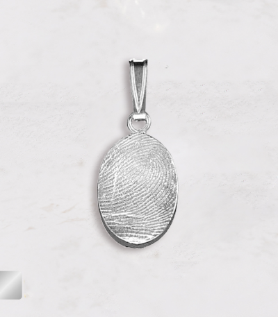 vingerafdruk in ovale bedel zilver