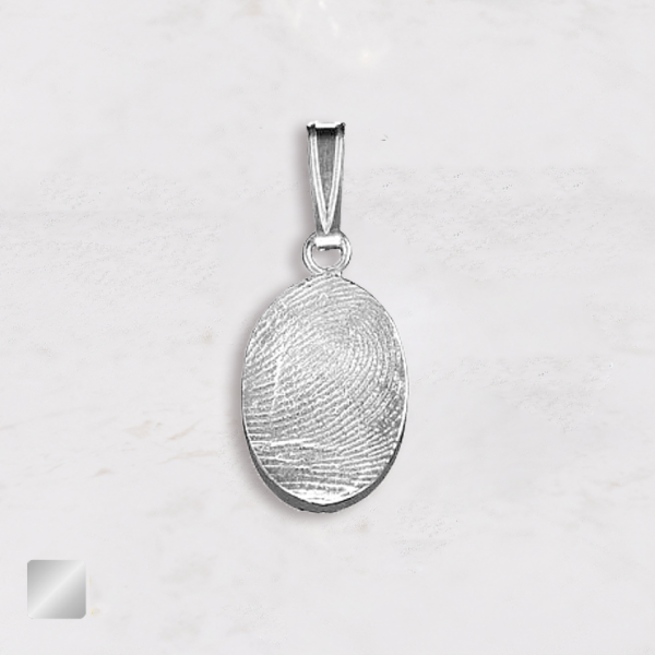 vingerafdruk in ovale bedel zilver