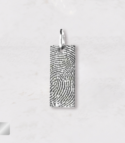 rechthoek met vingerafdruk bedel zilver