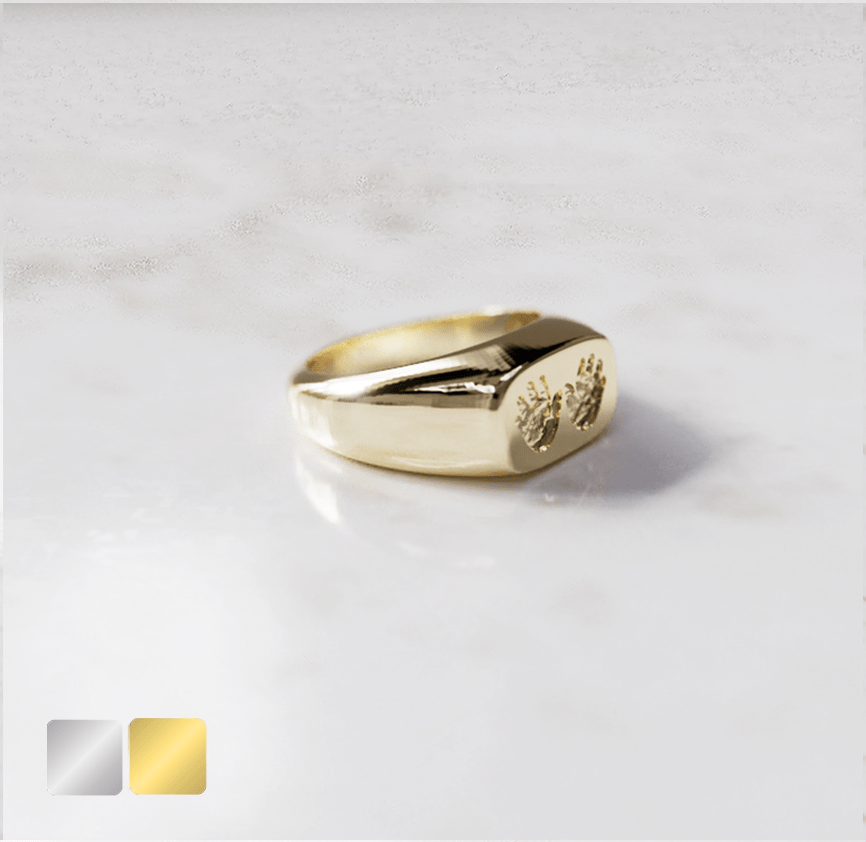 ring-2-handjes-rechthoek-goud-zij-goud.png Zegelring rechthoek Heren | 14-307 - Afbeelding 1