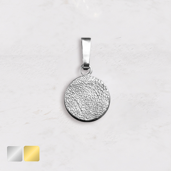 vingerafdruk in rond bedel zilver