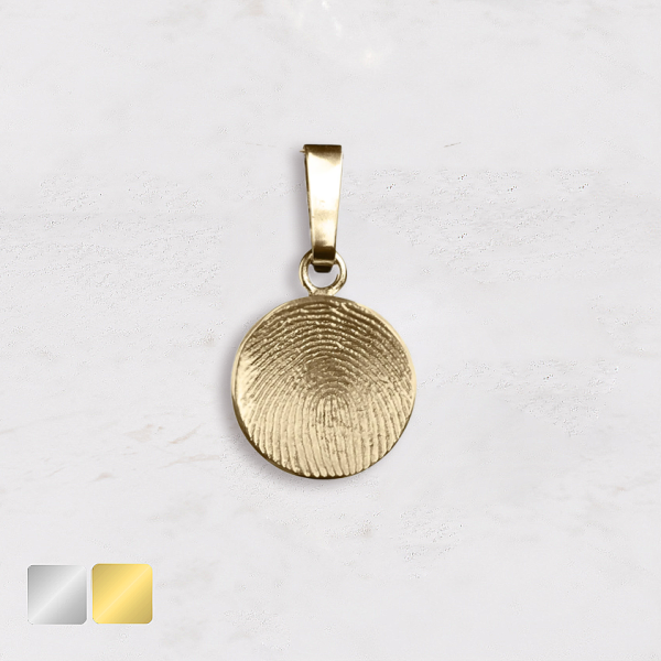 vingerafdruk in rond bedel goud