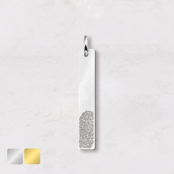 rechthoek met vingerafdruk bedel zilver