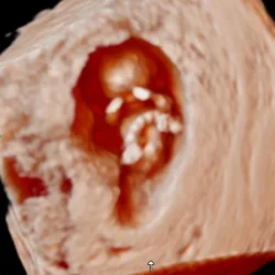 3D echo beeld foto rood