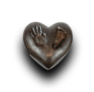 brons mini urn sterren kindje met voet en hand afdrukje